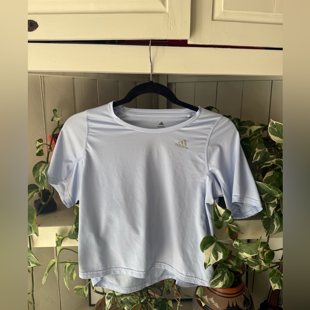 Adidas Cropped Sky Blue Running Short Sleeve